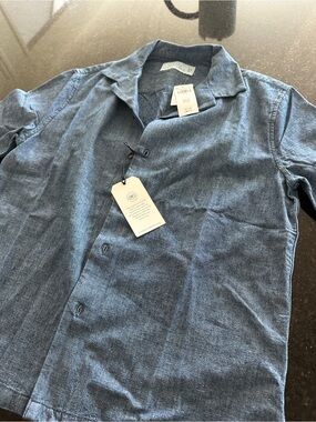 NWT Abercrombie & Fitch Blue Linen Blend Button-Up Shirt